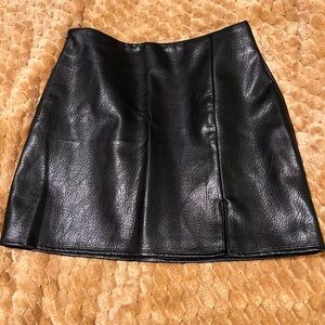 Old Navy Black Faux Leather Mini Skirt with Subtle Front Slit